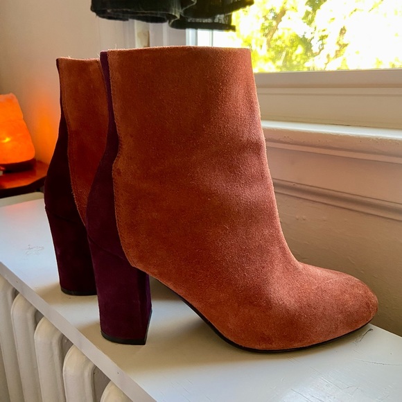 ASOS DESIGN Resilient Color Block Suede Boots Rust/Purple - Size 8.5 - Picture 3 of 7